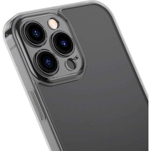 Baseus Baseus Frosted Glass Case etui pokrowiec do iPhone 13 Pro sztywna obudowa z żelową ramką czarny (ARWS000401)