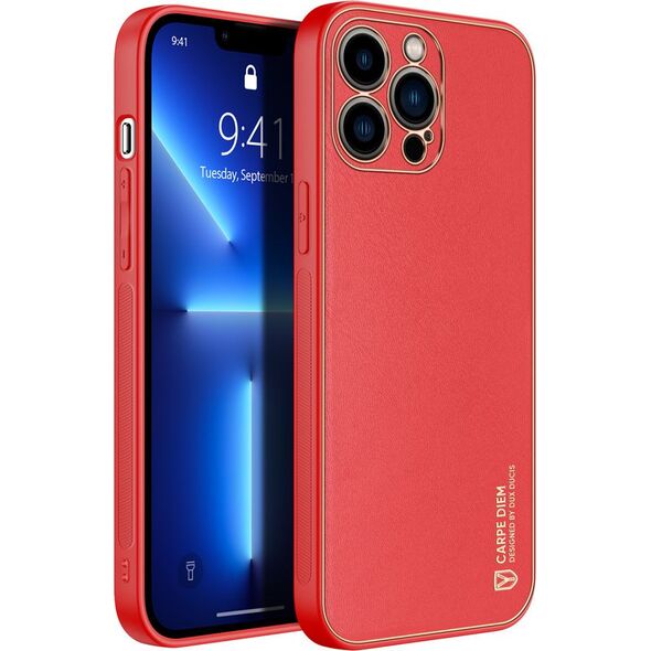 Dux Ducis Dux Ducis Yolo eleganckie etui pokrowiec ze skóry ekologicznej iPhone 13 Pro czerwony