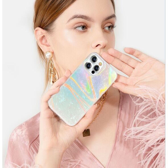Kingxbar Kingxbar Shell Series luksusowe eleganckie etui na iPhone 13 Pro perłowy-niebieski