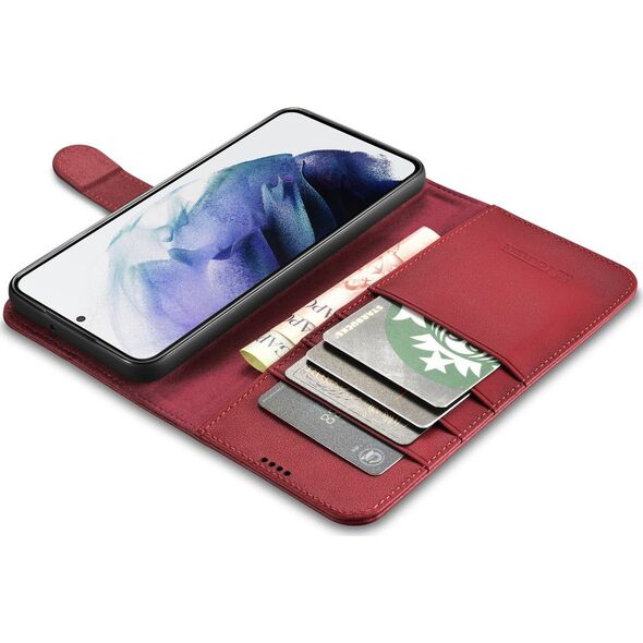 iCarer iCarer Haitang Leather Wallet Case skórzane etui do Samsung Galaxy S22+ (S22 Plus) portfel obudowa pokrowiec czerwony (AKSM05RD)