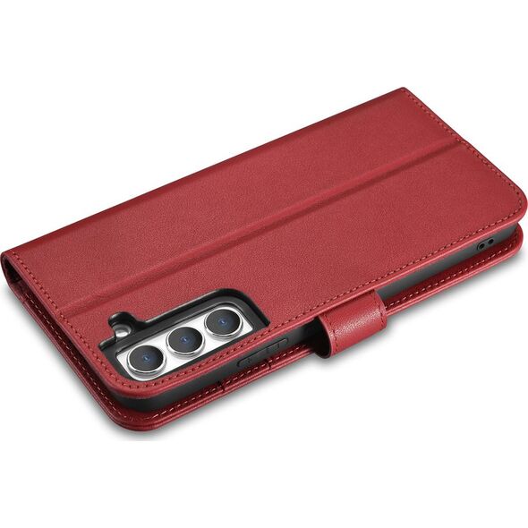 iCarer iCarer Haitang Leather Wallet Case skórzane etui do Samsung Galaxy S22+ (S22 Plus) portfel obudowa pokrowiec czerwony (AKSM05RD)