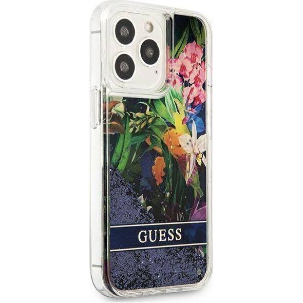 Guess Guess GUHCP13XLFLSB iPhone 13 Pro Max 6,7" niebieski/blue hardcase Flower Liquid Glitter
