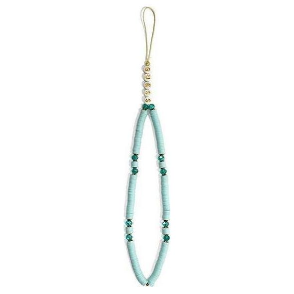 Guess Guess zawieszka GUSTPEARP Phone Strap niebieski/blue Heishi Beads