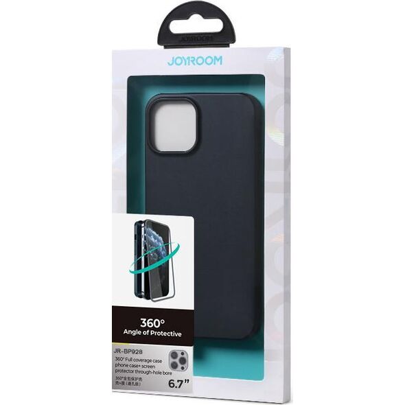 Joyroom Joyroom 360 Full Case etui pokrowiec do iPhone 13 Pro Max obudowa na tył i przód + szkło hartowane czarny (JR-BP928 black)