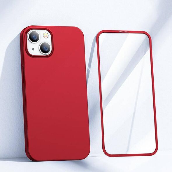 Joyroom Joyroom 360 Full Case etui pokrowiec do iPhone 13 obudowa na tył i przód + szkło hartowane czerwony (JR-BP927 red)