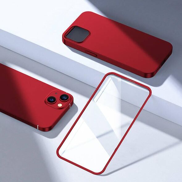 Joyroom Joyroom 360 Full Case etui pokrowiec do iPhone 13 obudowa na tył i przód + szkło hartowane czerwony (JR-BP927 red)