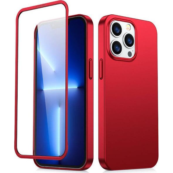 Joyroom Joyroom 360 Full Case etui pokrowiec do iPhone 13 Pro obudowa na tył i przód + szkło hartowane czerwony (JR-BP935 red)