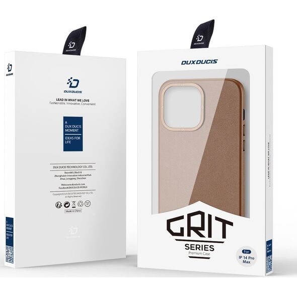 Dux Ducis Dux Ducis Grit skórzane etui do iPhone 14 Pro Max elegancki pokrowiec ze sztucznej skóry (kompatybilne z MagSafe) brązowy