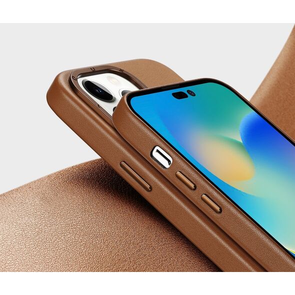Dux Ducis Dux Ducis Grit skórzane etui do iPhone 14 Pro Max elegancki pokrowiec ze sztucznej skóry (kompatybilne z MagSafe) brązowy