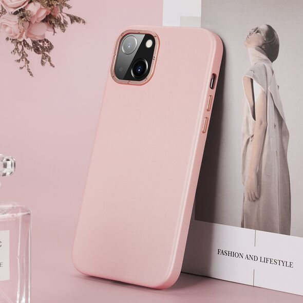 Dux Ducis Dux Ducis Grit skórzane etui do iPhone 14 Max elegancki pokrowiec ze sztucznej skóry (kompatybilne z MagSafe) różowy