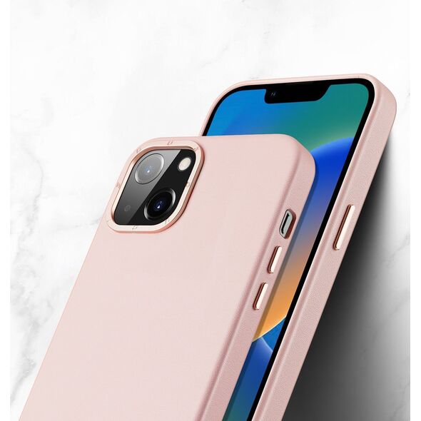 Dux Ducis Dux Ducis Grit skórzane etui do iPhone 14 Max elegancki pokrowiec ze sztucznej skóry (kompatybilne z MagSafe) różowy