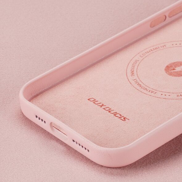 Dux Ducis Dux Ducis Grit skórzane etui do iPhone 14 Max elegancki pokrowiec ze sztucznej skóry (kompatybilne z MagSafe) różowy