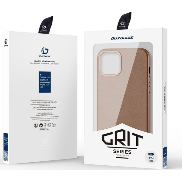 Dux Ducis Dux Ducis Grit skórzane etui do iPhone 14 Max elegancki pokrowiec ze sztucznej skóry (kompatybilne z MagSafe) brązowy