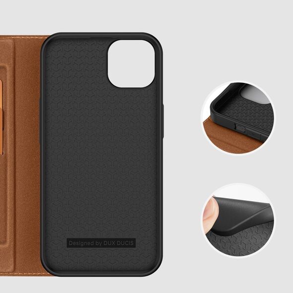 Dux Ducis Dux Ducis Skin X2 etui do iPhone 14 Plus pokrowiec z magnetyczną klapką brązowy