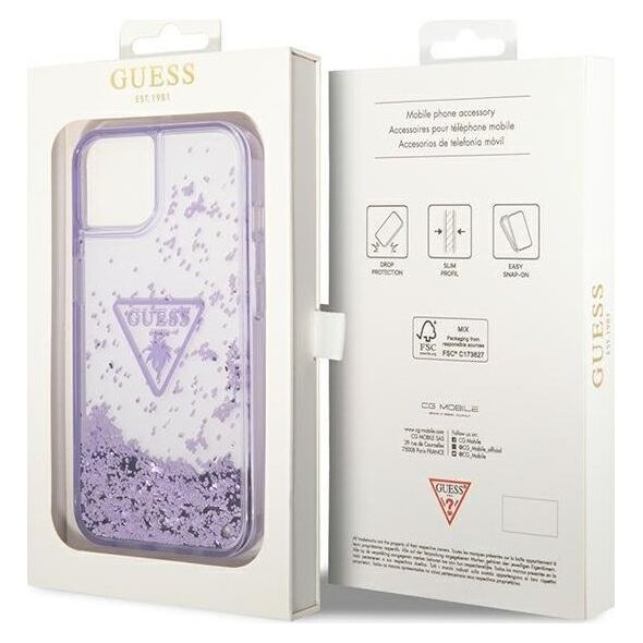 Guess Etui Guess GUHCP14MLFCTPU Apple iPhone 14 Plus fioletowy/purple hardcase Liquid Glitter Palm Collection