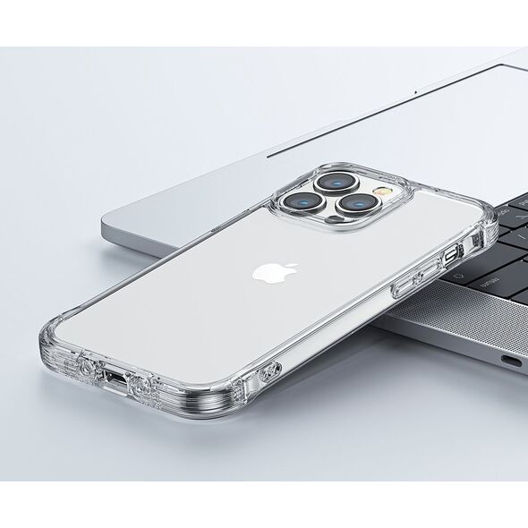 Joyroom Joyroom Defender Series etui pokrowiec do iPhone 14 Pro pancerna obudowa z haczykami podstawką przezroczysty (JR-14H2)