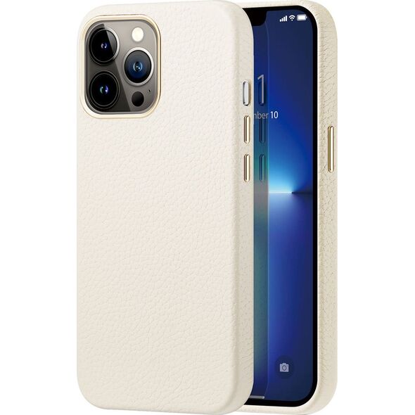 Dux Ducis Dux Ducis Roma skórzane etui do iPhone 13 Pro Max elegancki pokrowiec z naturalnej skóry biały