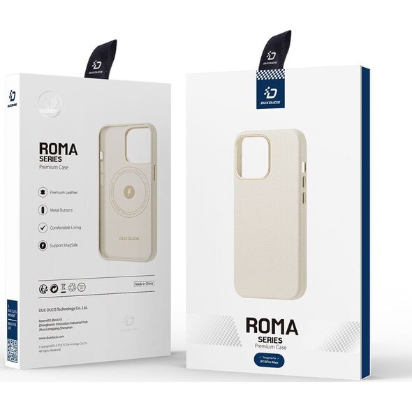 Dux Ducis Dux Ducis Roma skórzane etui do iPhone 13 Pro Max elegancki pokrowiec z naturalnej skóry biały