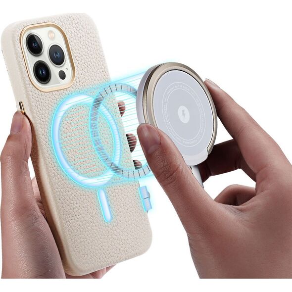 Dux Ducis Dux Ducis Roma skórzane etui do iPhone 13 Pro Max elegancki pokrowiec z naturalnej skóry biały