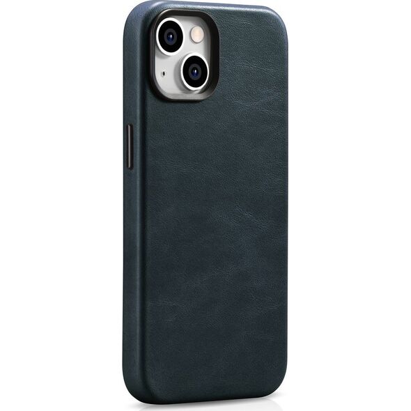 iCarer iCarer Oil Wax Premium Leather Case skórzane etui iPhone 14 Plus magnetyczne z MagSafe ciemnoniebieski (WMI14220703-BU)