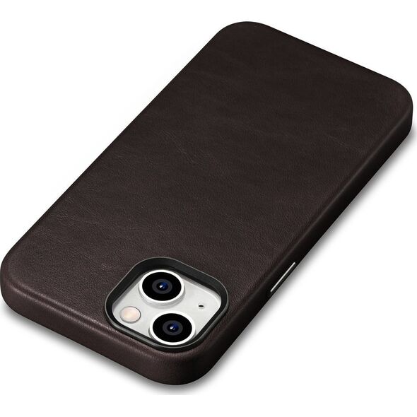 iCarer iCarer Oil Wax Premium Leather Case skórzane etui iPhone 14 Plus magnetyczne z MagSafe brązowy (WMI14220703-BN)