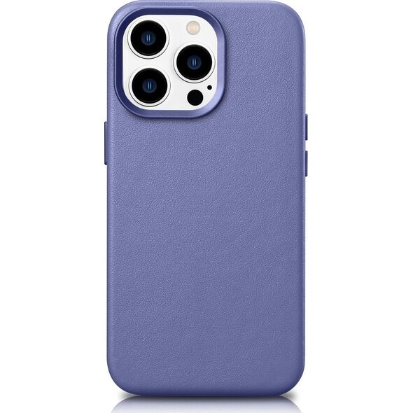 iCarer iCarer Case Leather pokrowiec etui z naturalnej skóry do iPhone 14 Pro Max jasnofioletowy (WMI14220708-LP) (kompatybilne z MagSafe)