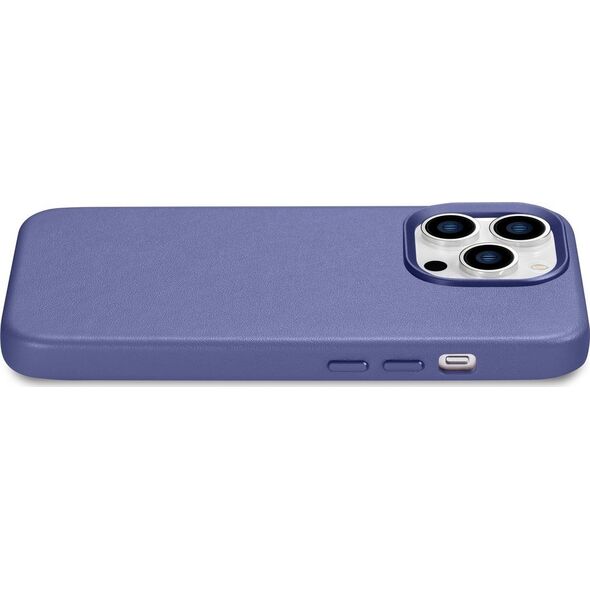 iCarer iCarer Case Leather pokrowiec etui z naturalnej skóry do iPhone 14 Pro Max jasnofioletowy (WMI14220708-LP) (kompatybilne z MagSafe)