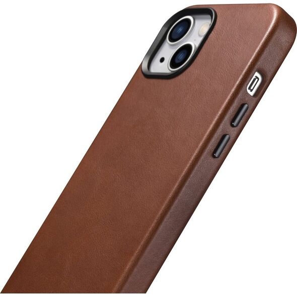 iCarer iCarer Oil Wax Premium Leather Case skórzane etui iPhone 14 Plus magnetyczne z MagSafe brązowy (WMI14220703-RB)