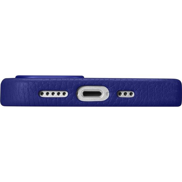 iCarer iCarer Litchi Premium Leather Case skórzane etui iPhone 14 Pro magnetyczne z MagSafe ciemnoniebieski (WMI14220710-DB)