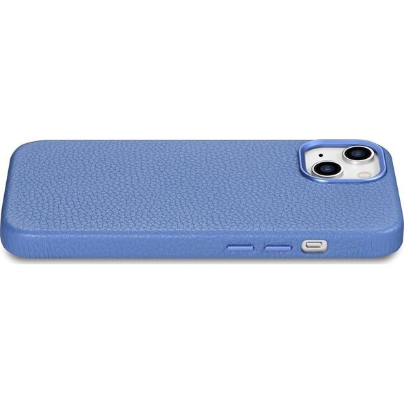 iCarer iCarer Litchi Premium Leather Case skórzane etui iPhone 14 Plus magnetyczne z MagSafe jasnoniebieski (WMI14220711-LB)