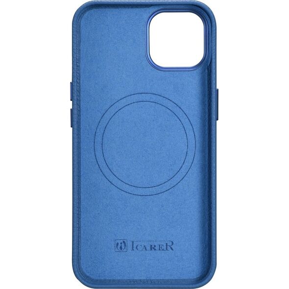 iCarer iCarer Litchi Premium Leather Case skórzane etui iPhone 14 Plus magnetyczne z MagSafe jasnoniebieski (WMI14220711-LB)