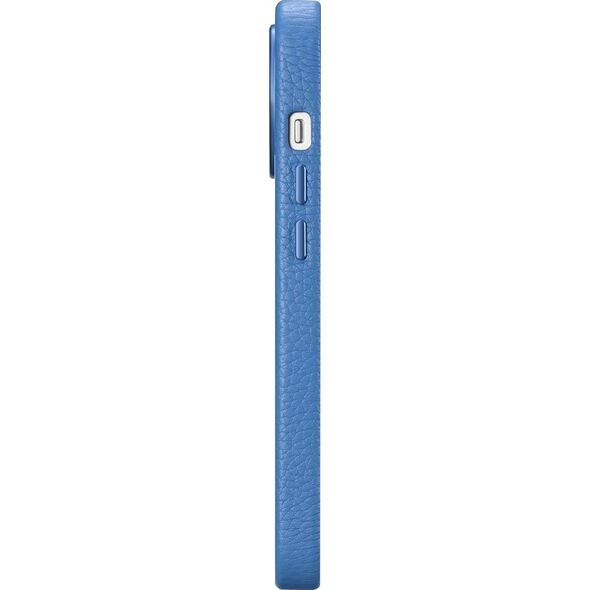 iCarer iCarer Litchi Premium Leather Case skórzane etui iPhone 14 Pro Max magnetyczne z MagSafe jasnoniebieski (WMI14220712-LB)