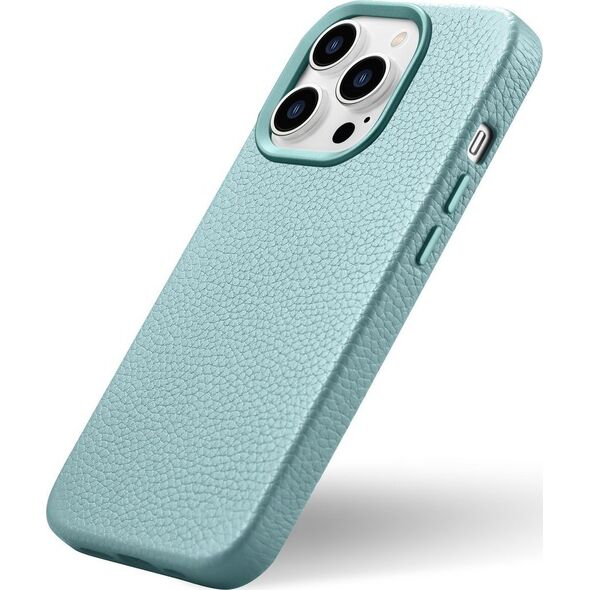 iCarer iCarer Litchi Premium Leather Case skórzane etui iPhone 14 Pro Max magnetyczne z MagSafe zielony (WMI14220712-GN)