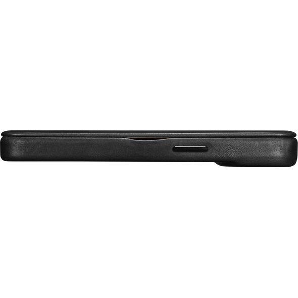iCarer iCarer CE Oil Wax Premium Leather Folio Case skórzane etui iPhone 14 Plus z klapką magnetyczne MagSafe czarny (AKI14220707-BK)