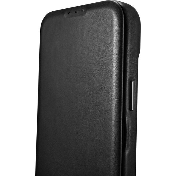 iCarer iCarer CE Oil Wax Premium Leather Folio Case skórzane etui iPhone 14 Plus z klapką magnetyczne MagSafe czarny (AKI14220707-BK)