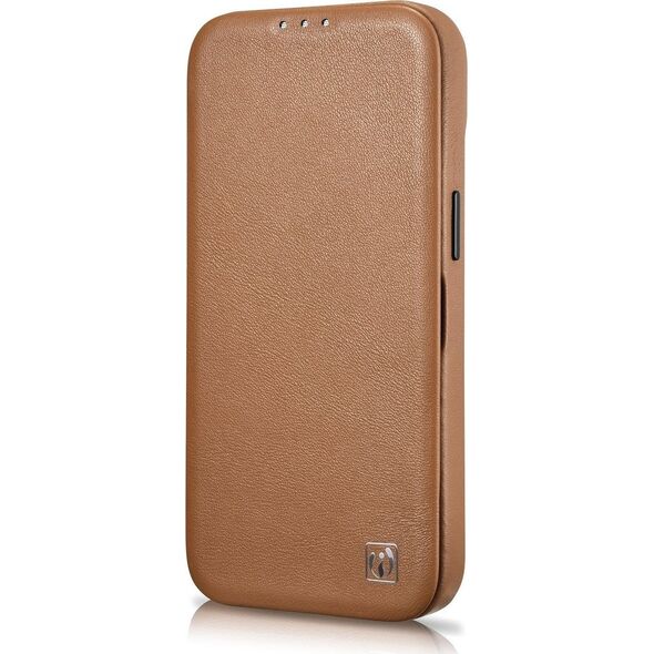 iCarer iCarer CE Premium Leather Folio Case skórzane etui iPhone 14 Pro z klapką magnetyczne MagSafe brązowy (WMI14220714-BN)