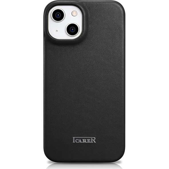 iCarer iCarer CE Premium Leather Folio Case skórzane etui iPhone 14 Plus z klapką magnetyczne MagSafe czarny (WMI14220715-BK)