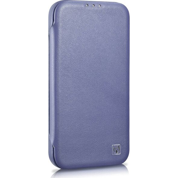 iCarer iCarer CE Premium Leather Folio Case skórzane etui iPhone 14 Pro Max z klapką magnetyczne MagSafe jasnofioletowy (WMI14220716-LP)