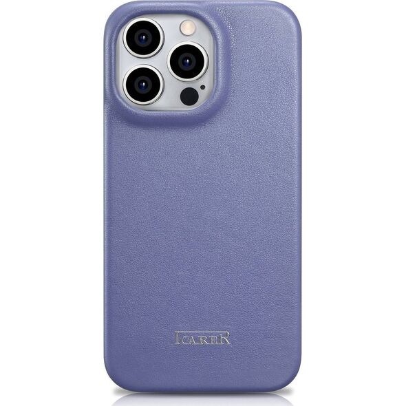 iCarer iCarer CE Premium Leather Folio Case skórzane etui iPhone 14 Pro z klapką magnetyczne MagSafe jasnofioletowy (WMI14220714-LP)