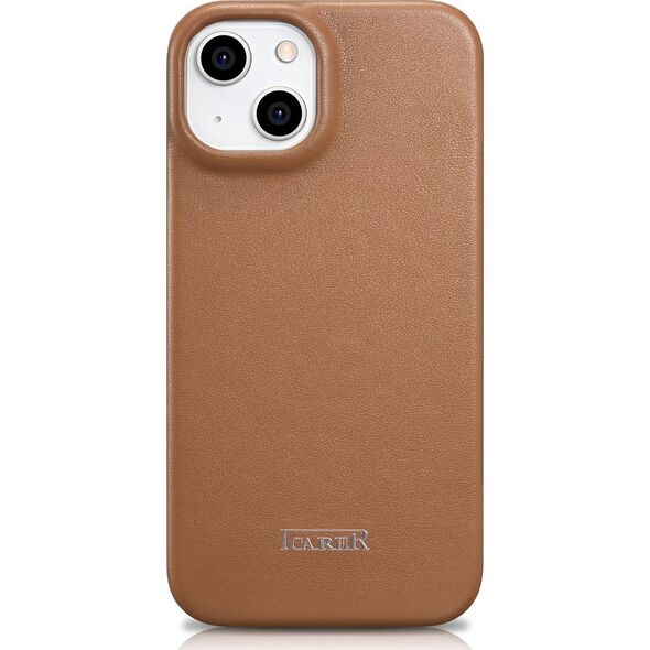 iCarer iCarer CE Premium Leather Folio Case skórzane etui iPhone 14 Plus z klapką magnetyczne MagSafe brązowy (WMI14220715-BN)