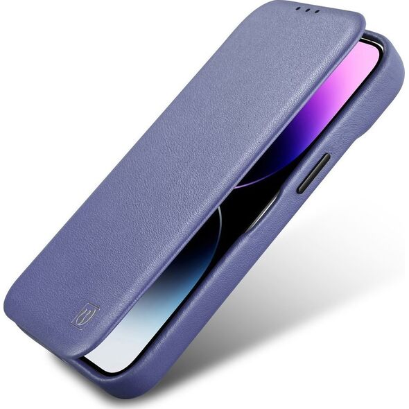 iCarer iCarer CE Premium Leather Folio Case skórzane etui iPhone 14 Plus z klapką magnetyczne MagSafe jasnofioletowy (WMI14220715-LP)