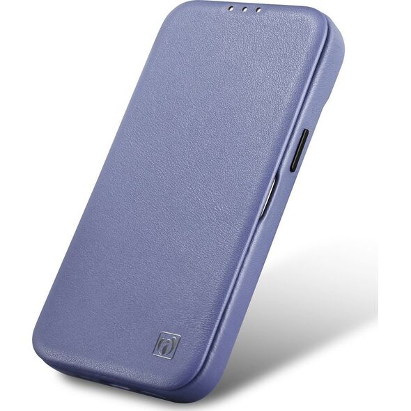 iCarer iCarer CE Premium Leather Folio Case skórzane etui iPhone 14 Plus z klapką magnetyczne MagSafe jasnofioletowy (WMI14220715-LP)