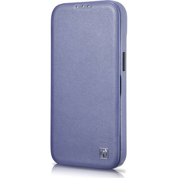 iCarer iCarer CE Premium Leather Folio Case skórzane etui iPhone 14 Plus z klapką magnetyczne MagSafe jasnofioletowy (WMI14220715-LP)