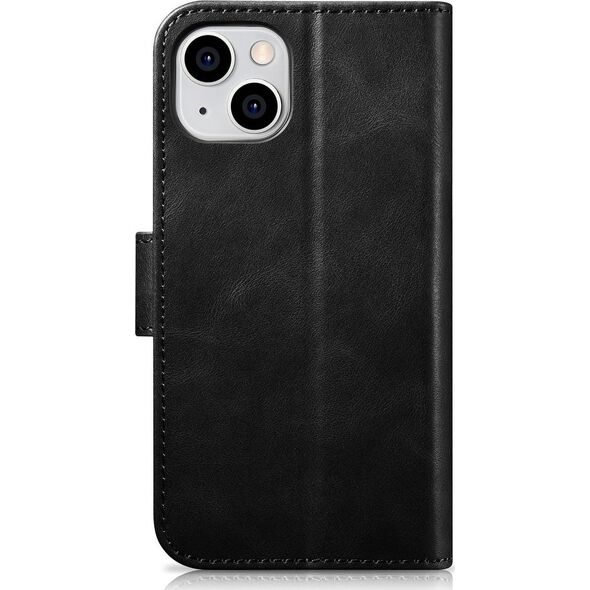 iCarer iCarer Oil Wax Wallet Case 2in1 etui iPhone 14 Plus skórzany pokrowiec z klapką Anti-RFID czarny (WMI14220723-BK)