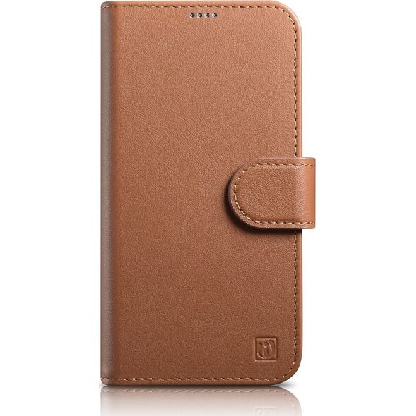iCarer iCarer Wallet Case 2in1 etui iPhone 14 skórzany pokrowiec z klapką Anti-RFID brązowy (WMI14220725-BN)