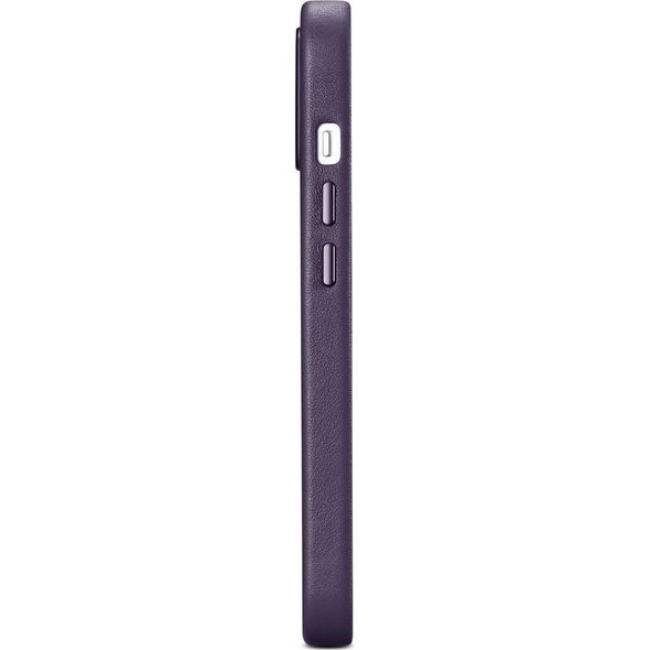 iCarer iCarer Case Leather pokrowiec etui z naturalnej skóry do iPhone 14 Plus ciemnofioletowy (kompatybilne z MagSafe)