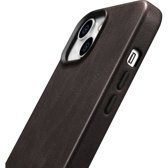 iCarer iCarer Oil Wax Premium Leather Case skórzane etui iPhone 14 magnetyczne z MagSafe brązowy (WMI14220701-BN)