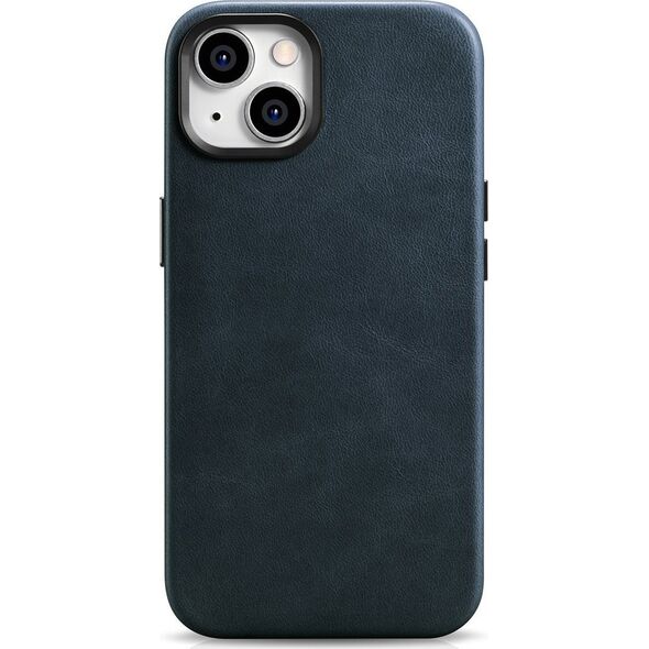 iCarer iCarer Oil Wax Premium Leather Case skórzane etui iPhone 14 magnetyczne z MagSafe ciemnoniebieski (WMI14220701-BU)