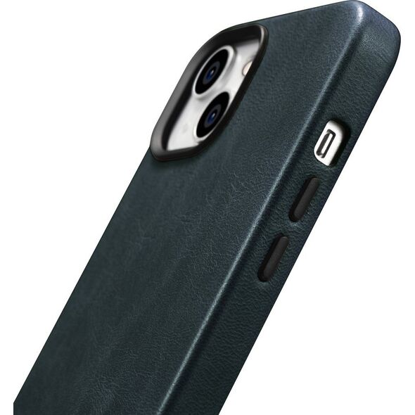 iCarer iCarer Oil Wax Premium Leather Case skórzane etui iPhone 14 magnetyczne z MagSafe ciemnoniebieski (WMI14220701-BU)