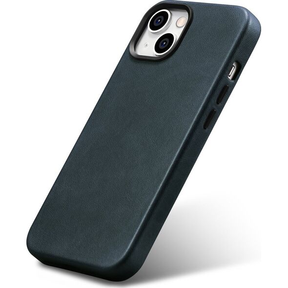 iCarer iCarer Oil Wax Premium Leather Case skórzane etui iPhone 14 magnetyczne z MagSafe ciemnoniebieski (WMI14220701-BU)